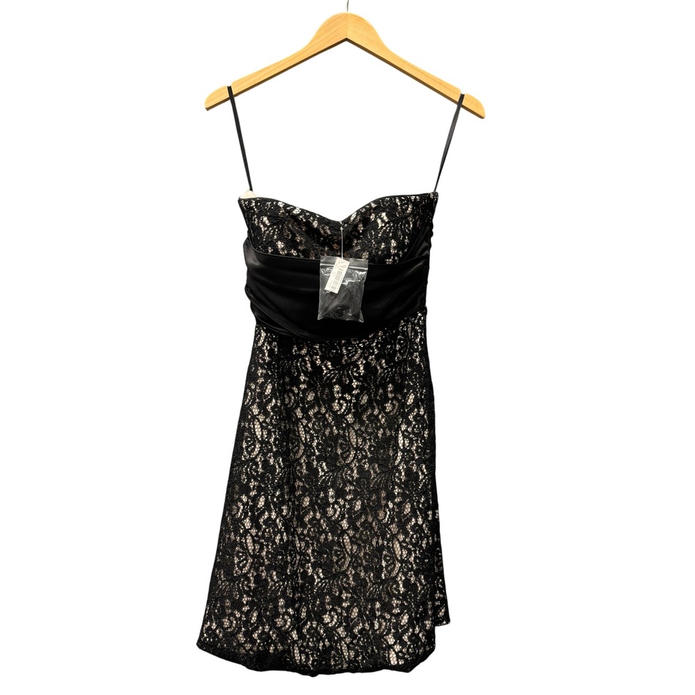 White House Black Market Dress Womens 4 Strapless Lace Black Cocktail NEW